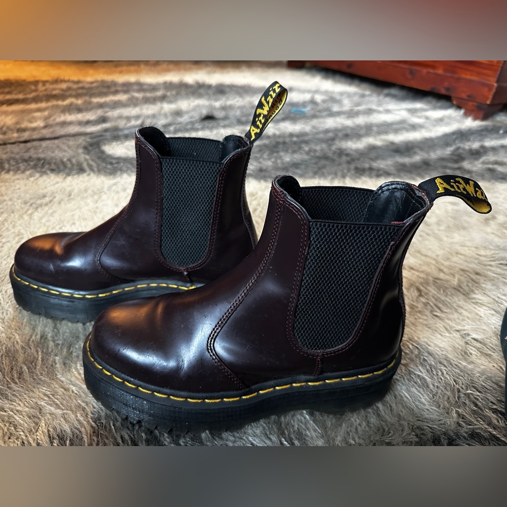 Dr. Martens Burgundy 2976 Quad Chelsea Platform Boots